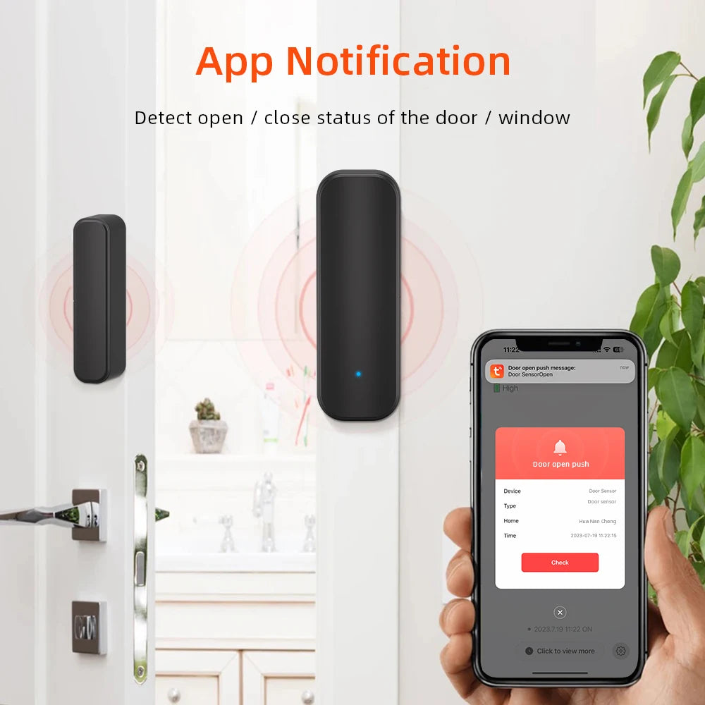 Tuya Wifi/Zigbee Door Window Sensor Smart Home Wireless Door Open Close Detectors APP Remote Alarm Work with Alexa Google Home